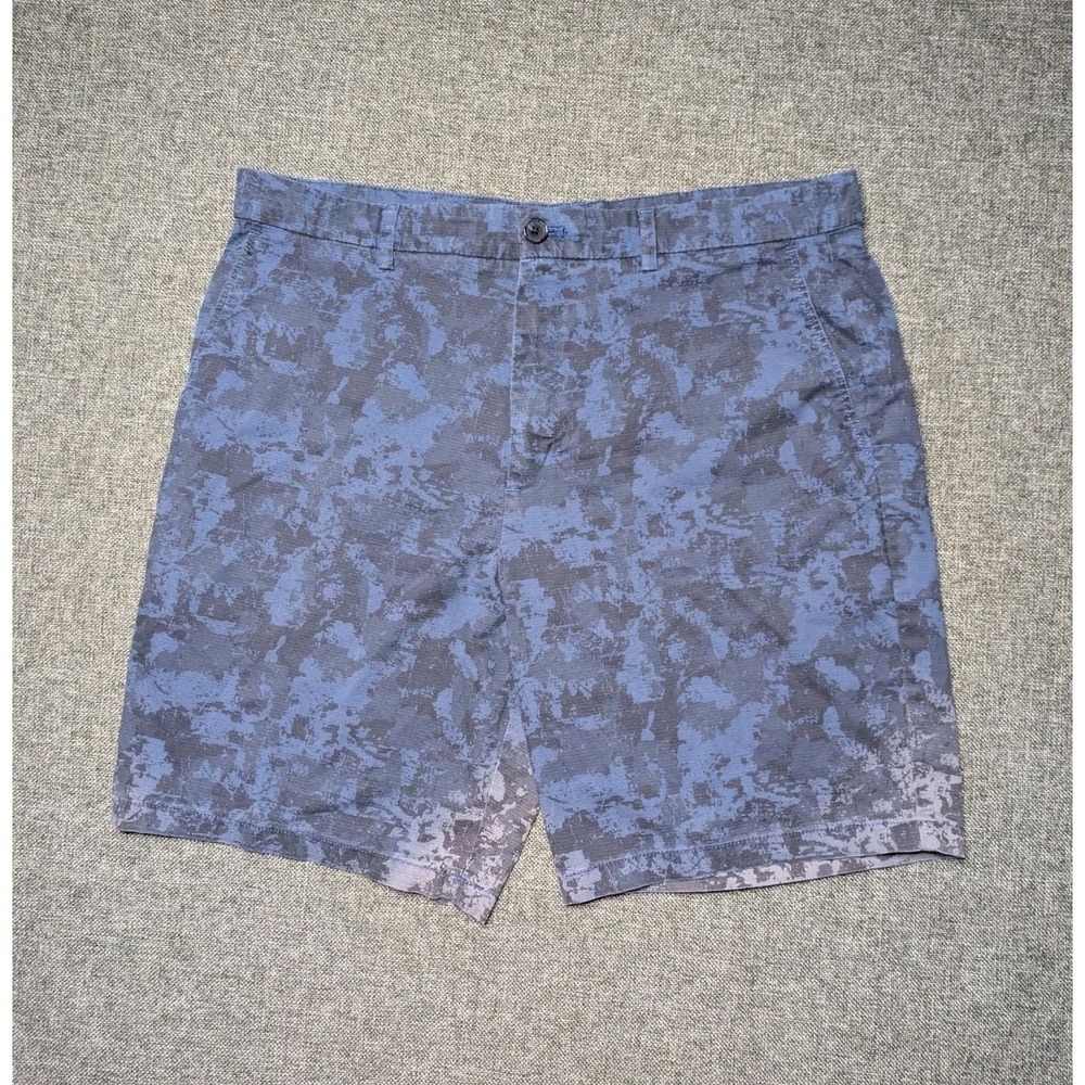 Calvin Klein Abstract Camo Infinite Twill Chino Blue Shorts Men's Size 36 X 9